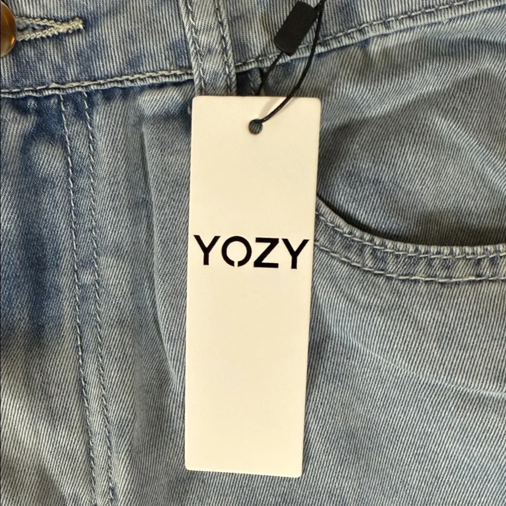 Yozy Blue Star Patch Women High Waist Wide Leg Jeans SKU1411 - Picture 2 of 16